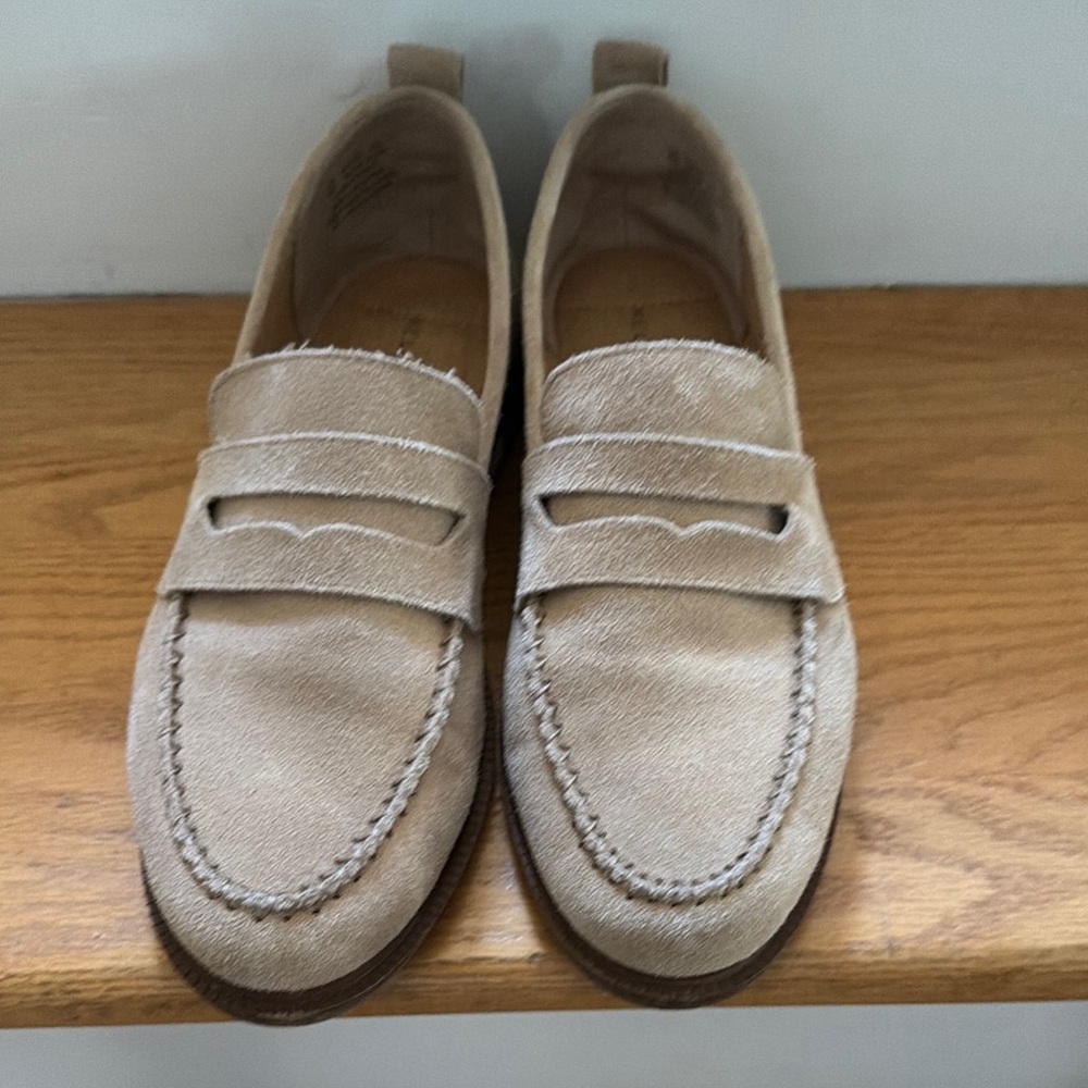 Kelsi Dagger Beige Suede Penny Loafers